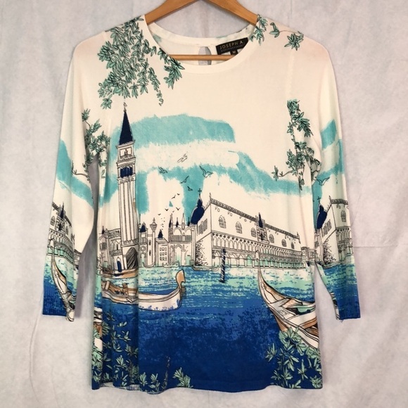 Joseph A Gondola High Low Lightweight Sweater 
3/4 Sleeve Size M - Picture 4 of 10